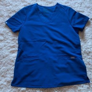 Figs Royal Blue Casma 3 Pocket Scrub Top NWOT